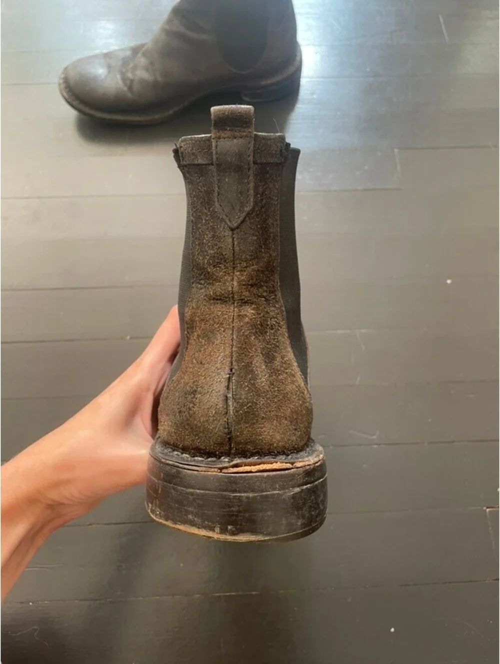 Vintage Italian Chelsea Boots Distressed Brown Leather 6.5